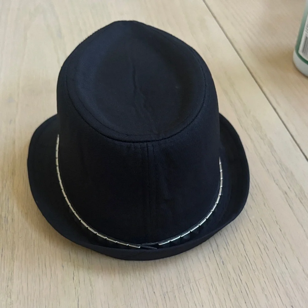 Black Fedora Hat with Studded Band - Picture 4 of 9